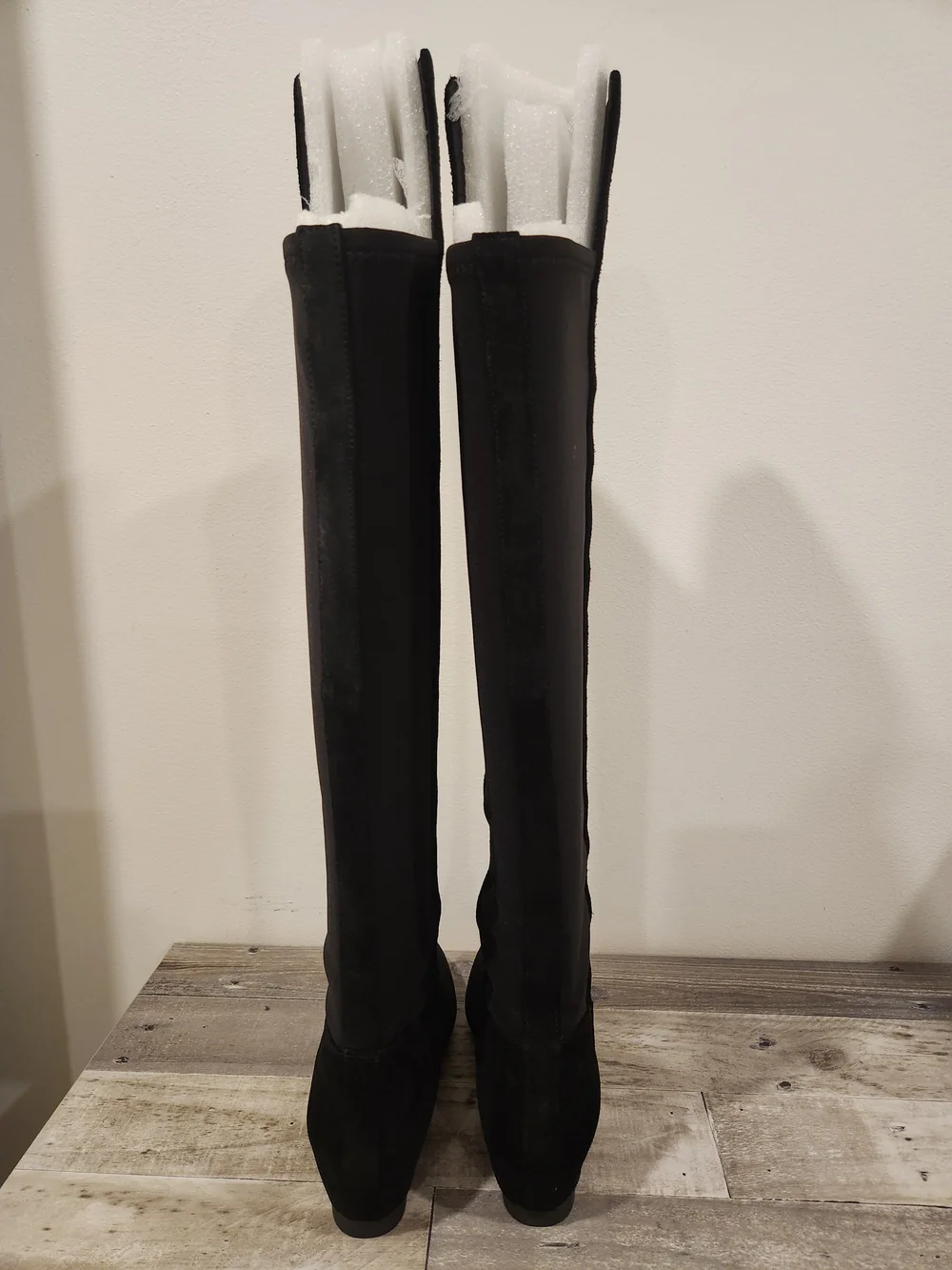 Nine West Women's Black Suede Knee-High Wedge Boots